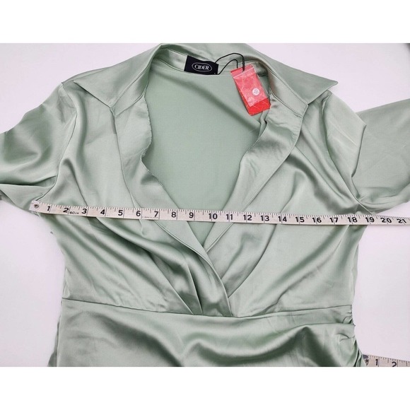 Dirty Martini Long Sleeve Pale Green Mini Dress by Cider Women's Size Large - Picture 10 of 11